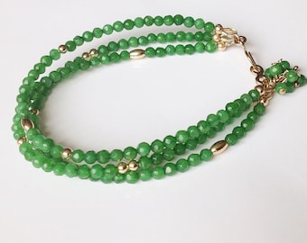 Gold bracelet, bracelet with jade, bracelet with green, bracelet with gold, jade bracelet, green bracelet, Jade, Goldfill, goldfilled