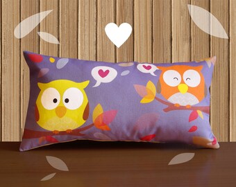 Decorative Pillow -RainbOWL- Purple/Yellow