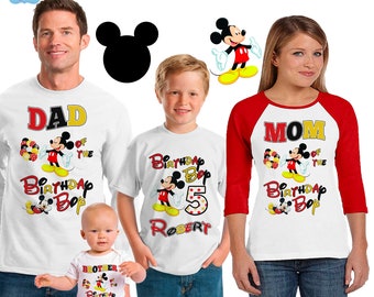 Mickey Mouse inspired family birthday theme shirt/mickey mouse birthday shirt/Disney vacation shirt/mickey birthday party shirt/MickeyREDfam