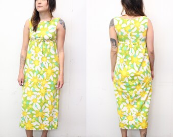 60s High Waist Floral Mod Sheath Dress