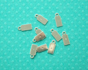 tag en argent sterling - 20pcs ou plus - 11,5 mm estampillé.925 breloque en forme rectangulaire plat - étiquette pour des résultats de fabrication de bijoux - étiquette carré pendentif