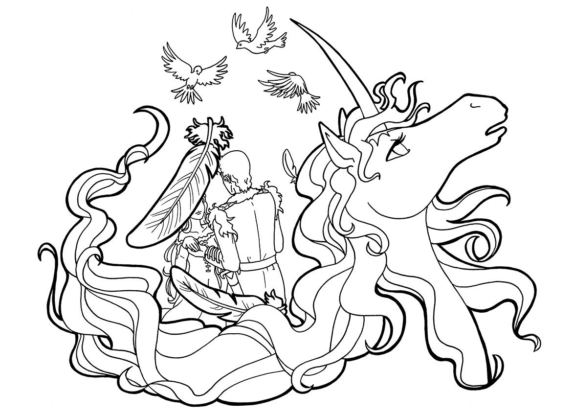  The Last  Unicorn  Colouring  Page  Amalthea and Lir colouring 