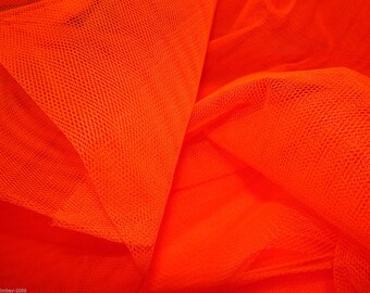 Tulle Netting Dress Fabric 140cm Wide 30 Colour Range - Flo Tangerine