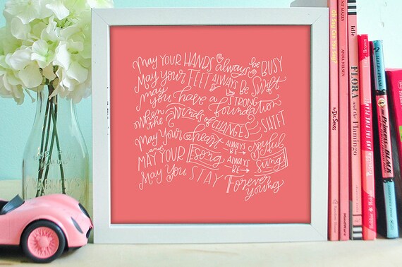 forever young ballet pink verse 3 hand lettered print