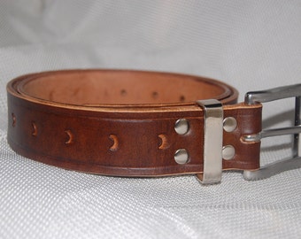 leather belt hand made 100% leather.Tooled.