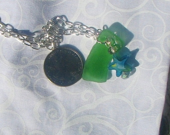 green sea glass and starfish necklace.