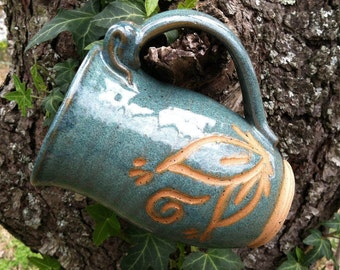 Mug, Pottery Mug, Leaf Mug
