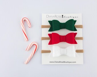 Felt Bow Headband Set Baby Headband Bow Baby Headbands Set Baby Bow Set Nylon Elastic Pink White Nude White Fall Christmas Headband