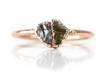 Raw Stone Ring Raw Crystal Ring Boho Ring Gemstone Ring Stacking Ring Rough Stone Ring Electroformed Ring Gift For Her Raw Gemstone Ring