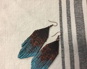 Hand painted leather earrings