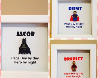 Page boy, pageboy, page boy gift, pageboy gift, page boy frame, pageboy frame, superhero gift, superhero frame, thank you gift, novelty gift