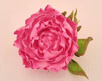 Pink Peony Handmade Flower Hair Barrette Comb Clip Brooch Pin Accessory Wedding Graduation gift