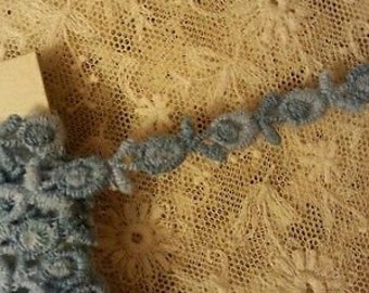 Per 1 Yard Vintage Blue Chemical Trim Edging 1/3" Periwinkle Doll Crafters Art