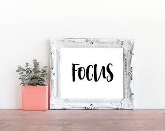 Home Office Wall Decor, Focus, Home Decor, Wall Decor, Instant download, Cubicle Decor, Cubicle Wall Decor, Cubicle Accessory, Office Decor