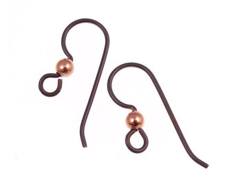 Niobium Earring Findings Brown Niobium Ear Wires Hooks With Copper Accents - Hypoallergenic Ear Findings (PH43)