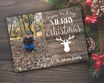 Custom Rustic Holiday Christmas Photo Cards- 5x7 Custom Invitation- Digital Download/PRINTABLE