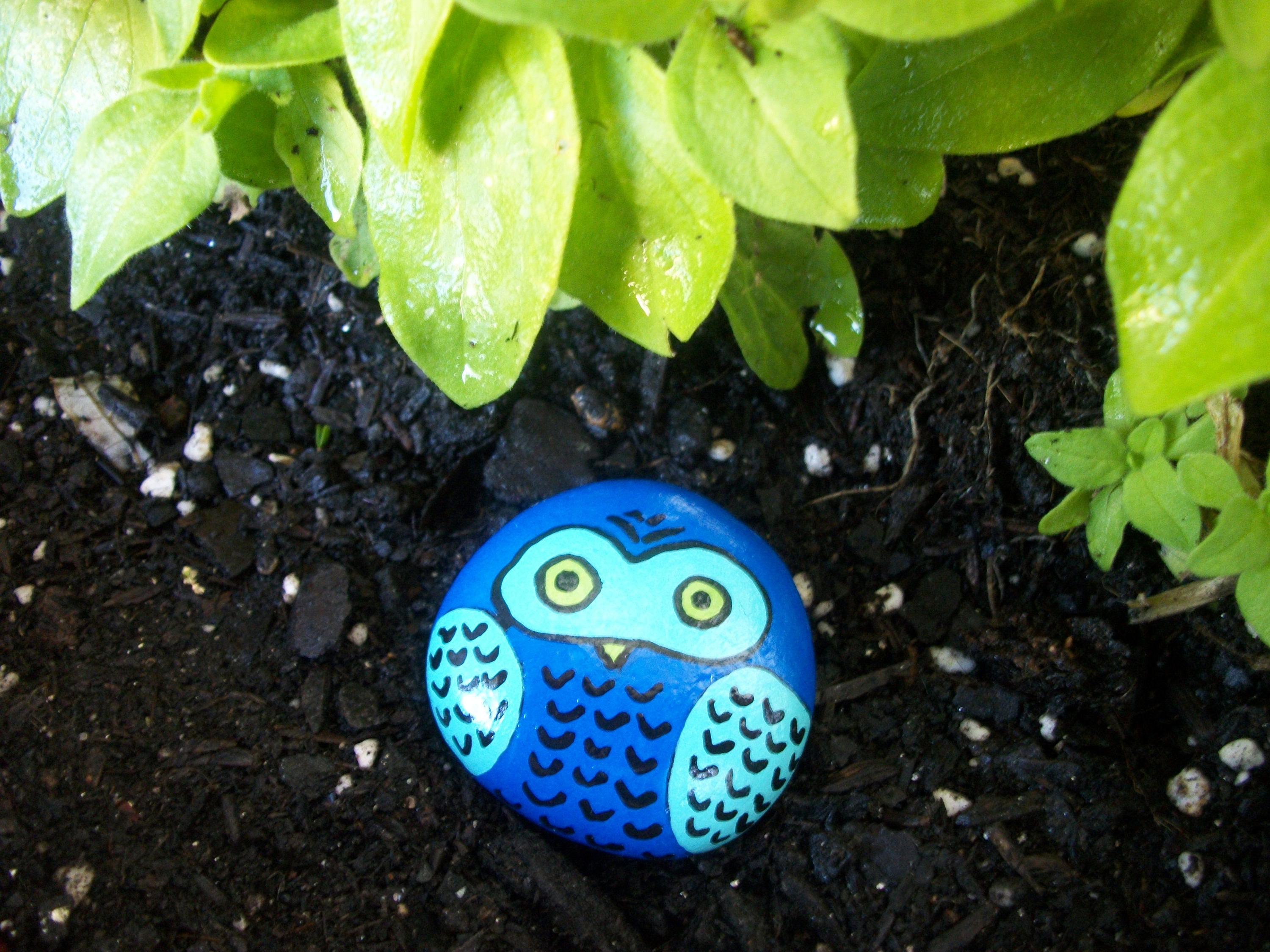 Owl Painted Garden Stone Garden Decor Garden Art Garden