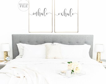INHALE EXHALE - Home Decor by Dear Lily Mae - You Print Printable Wall Art - (2) 24x36 Jpegs, Inspirational Quote, Personal Use Only