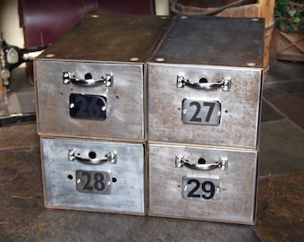 Vintage Metal Filing Drawer Unit