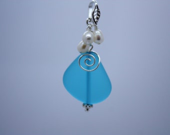 Blue Sea Glass Necklace Seaglass Necklace Sea Glass Jewelry Wedding Necklace Bridal Necklace Bridesmaid Beach Jewelry Seaglass Jewelry 008