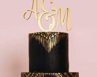 Initial Cake Topper Monogram, Letter Cake Topper, Wedding Cake Topper, Custom Cake Topper, Wedding Monogram, Glitter Cake Topper, Gold Cake