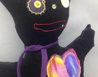 Elvis Lover Gift/Velvet Elvis/Stuffed monster/Fierce monster/Empowerment tool/Monster Stuffie/Monster Plushie/black velve