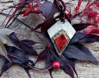 Raku Ceramic Pendant Necklace