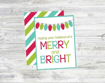 Merry and Bright Holiday Tags. Instant Digital Download
