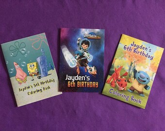 12 Personalized Coloring Books, Party Favors - Miles from Tomorrowland, WallyKazam, Spongebob SquarePants