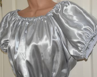 Silver slithery silky satin sissy dress, Sissy Lingerie - Fi