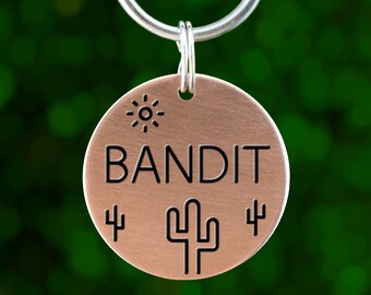 Custom Dog ID Tag (Copper: Cactus)
