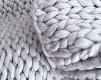 Chunky Knit Blanket, Chunky Knit Throw Blanket, Chunky Knit Throw, Chunky Knit Merino Wool