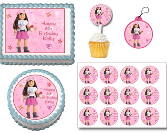 American Girl Grace Thomas Edible Birthday Cake Toppers, Plastic cupcake Picks, Gift Tags or Stickers