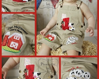 1st birthday Farm theme shortalls - Boys birthday overalls - Personalized Old McDonald Birthday - Farm birthday outfit