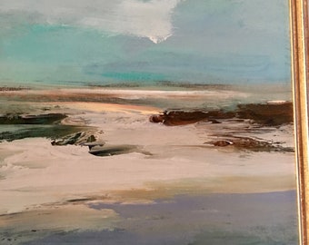 Shore- Beach Painting- Atmospheric Painting- Original- 12 x 12 approx. inch - including Frame - Fine Art