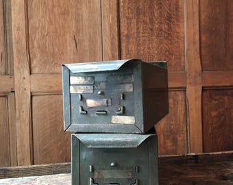 Pair Of Vintage Metal Drawers, Industrial Storage And Organization, Parts Cabinet Drawers
