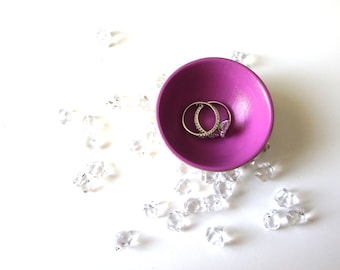 Radiant orchid wood dish, jewelry dish, ring cup, mini jewelry holder