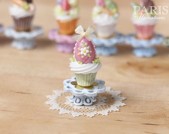 MTO-Easter "Showstopper Cupcake (C) - Pink Egg - Miniature Food in 12th Scale