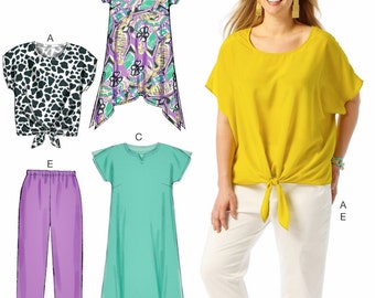 Sewing Pattern Women's Top Pattern, Women's Elastic Waist Pants and Shorts Pattern, Loose Fit Tunic Pattern, McCall's Sewing Pattern 6971