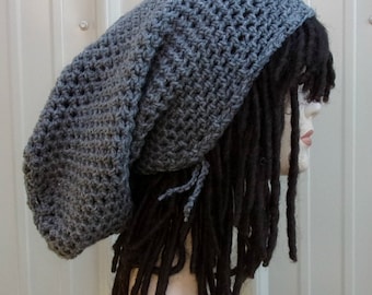 Rasta super long gray or other color custom snood tam dreadlock rasta dread tam extreme slouchy hat
