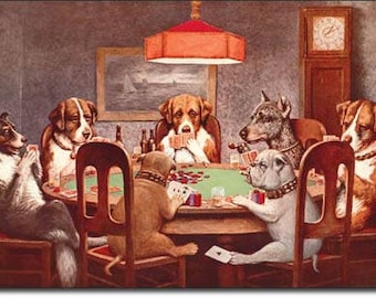 Tin Sign " Dogs Playing Poker " 12"x16" Man Cave