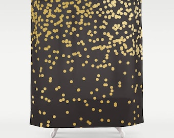 Black Shower Curtain - Polka Dot Shower Curtain - Shower Curtains for Bathrooms - FREE Shipping
