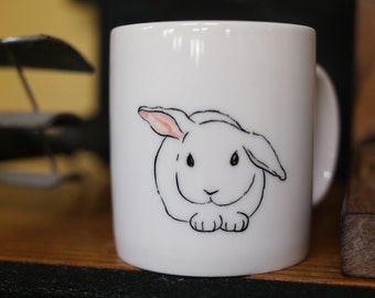 Hand painted animal mug - Cute mug cup - rabbit mug - rabbit