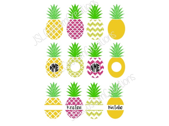 Download Pineapple Monogram Frame SVG Set of 12, Eps, Png, Dxf Cut ...