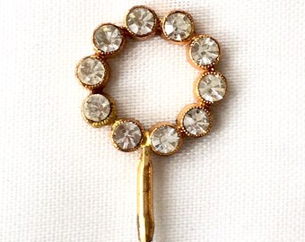 Rhinestone Pin, Art Deco Pin, Rhinestone Lapel Pin, Lapel Pin Gold, Vintage Stick Pin, Vintage Hat Pin, Rhinestone Stick Pin