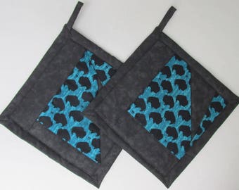 SALE Bison Buffalo Patchwork Potholders, Buffalo Holders, Buffalo Potholders, Buffalo Pot Holders, Bison Holders, Bison Potholders