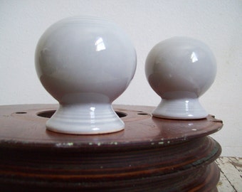 Vintage Fiesta gray salt and pepper shakers Homer Laughlin 1950s Fiesta ware bulb shakers in gray