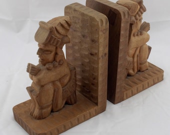 Pair of Mayan Wooden Bookends
