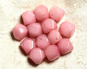 Wire 25pc approx 39cm - jade stone - 14-15mm light Rose faceted Cubes