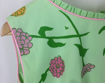 Vested Gentress 1960's Floral Hand-Screen Printed Dress
